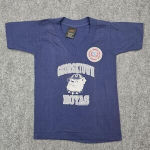 Vintage Georgetown Hoyas Shirt Kids Small Blue NCAA Basketball 80s Deadstock
